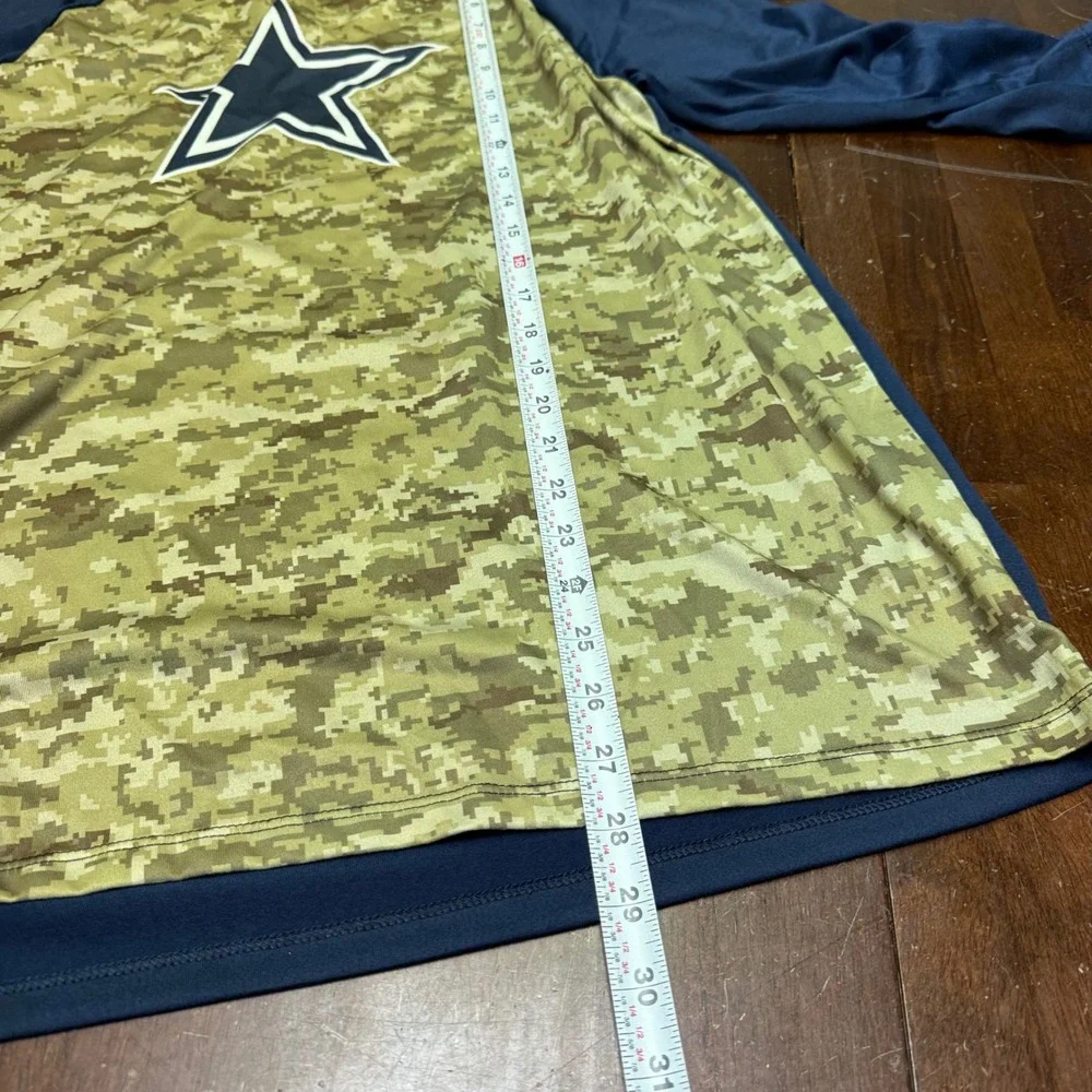 Nike NFL Dallas Cowboys Men XL Camo Salute to Service Dri-FIT Shirt 3/4 Sleeve
